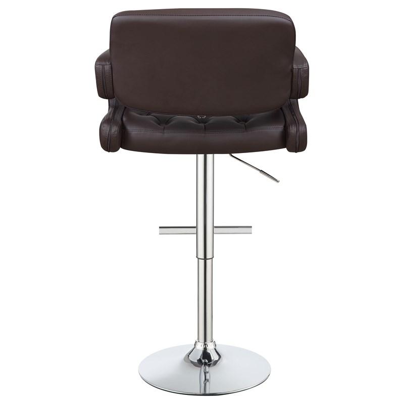 Modern Brown Leather Swivel Bar Stool