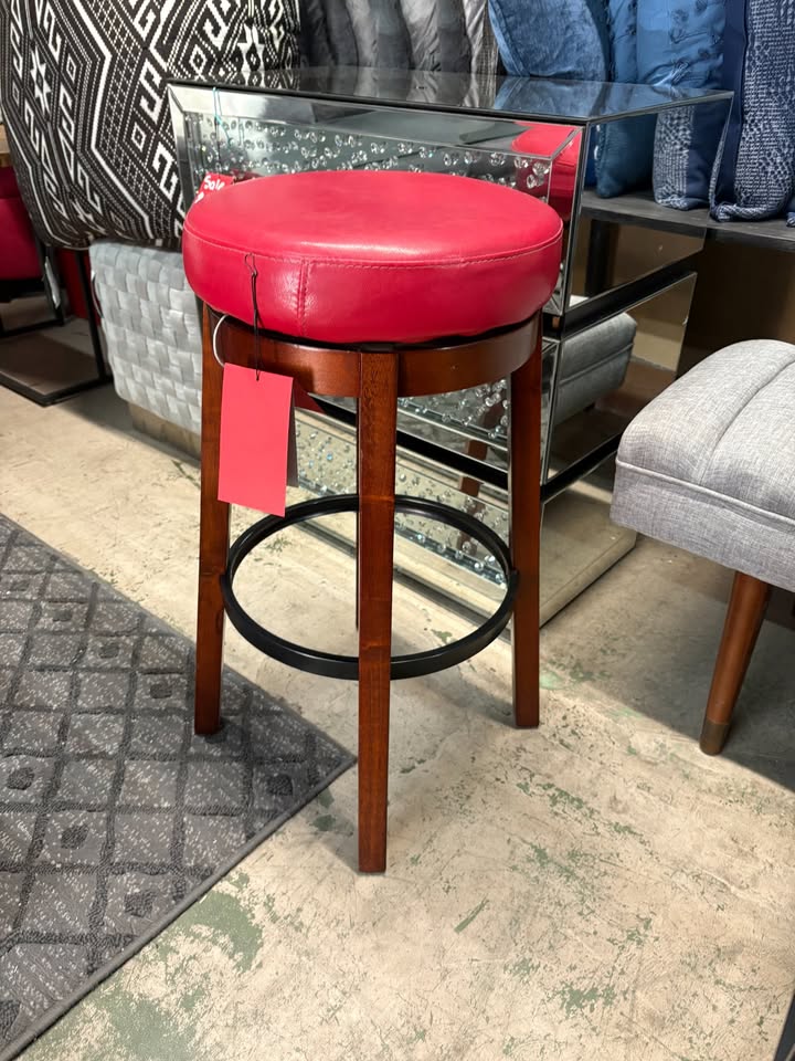 Red Leather Swivel Bar Stool