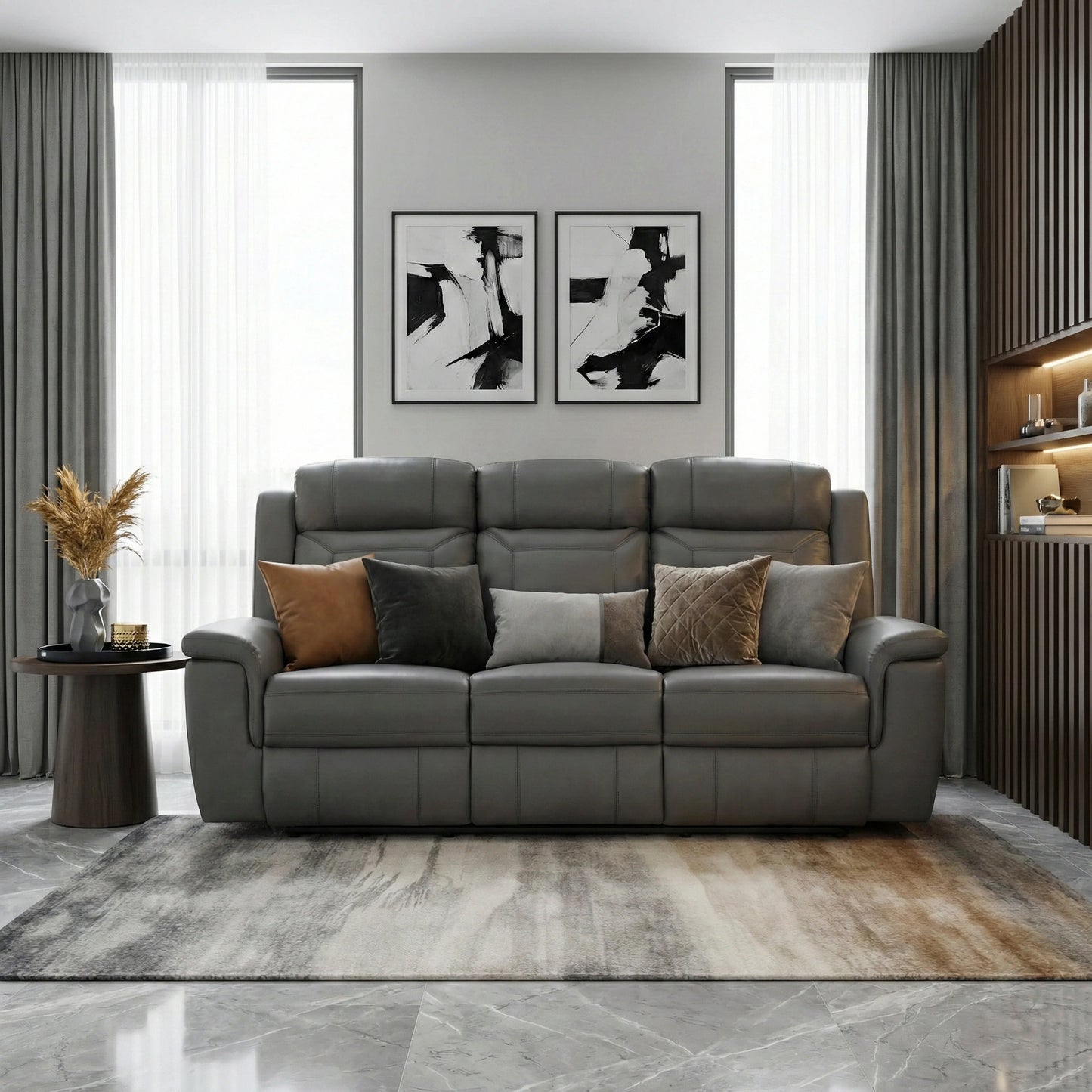 Gray Recliner Sofa