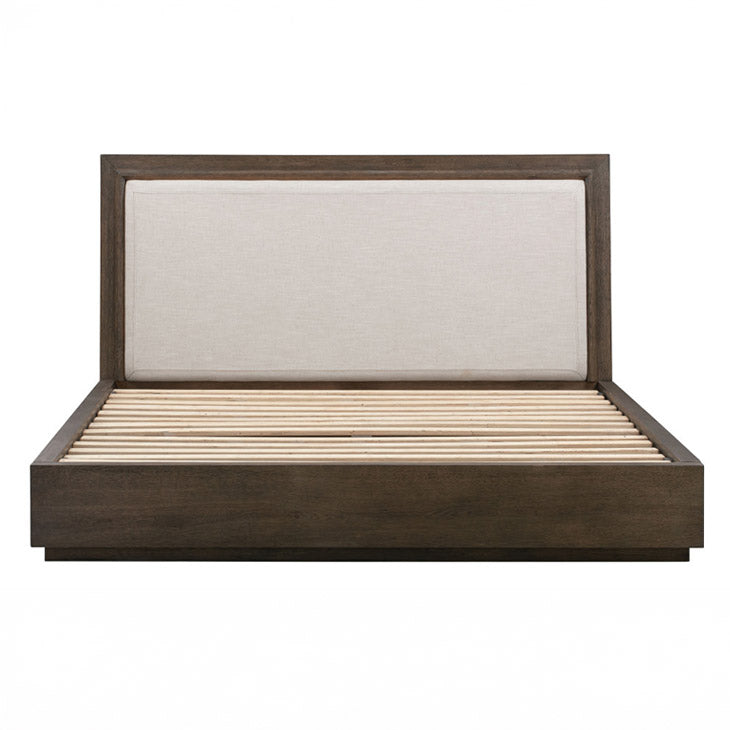 Linen Upholstered Solid Oak Queen size Bedframe
