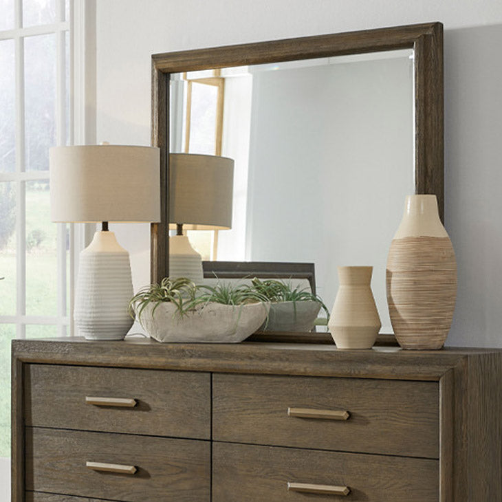 Brown Solid Oak Dresser Mirror