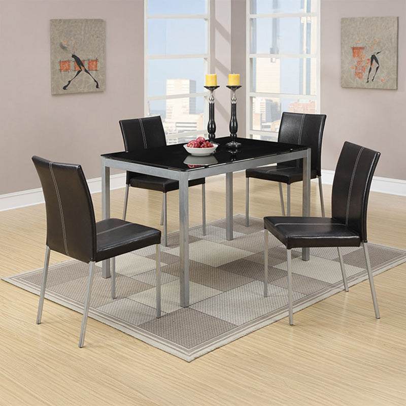 Modern 5-Piece Black Glass Dining Set