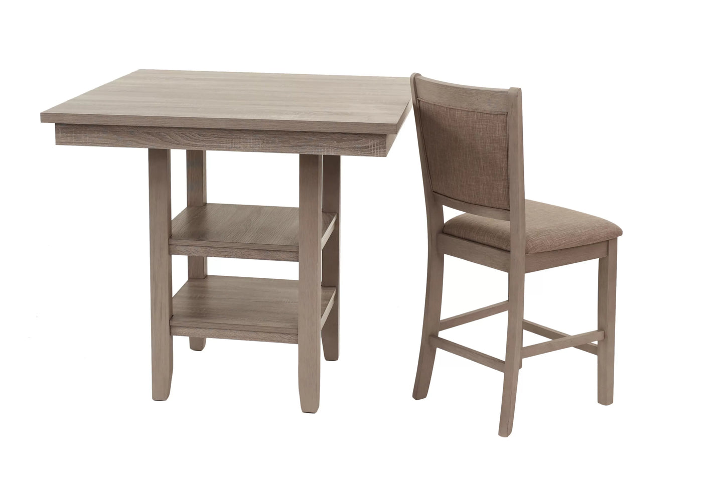 Square 5-Piece Counter Height Dining Set with Storage Shelf