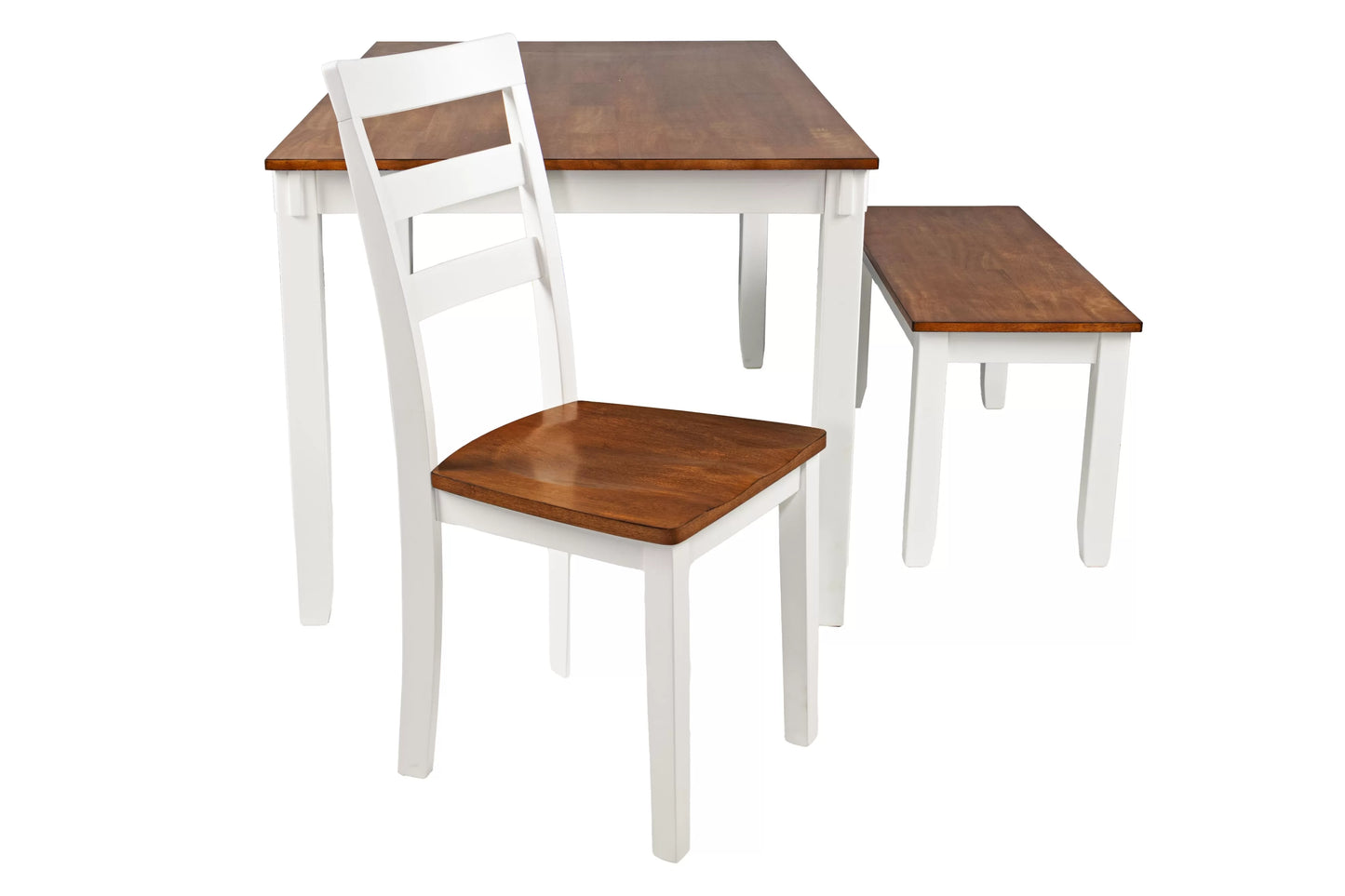 6 PC Dining Set In White & Light Brown Finish