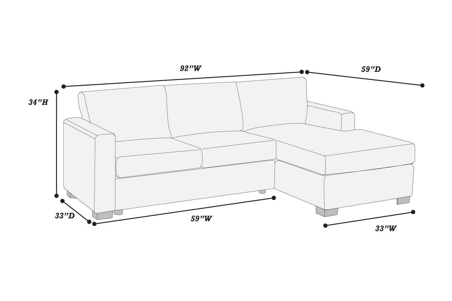 Sectional Sofa Corduroy 2 Pc