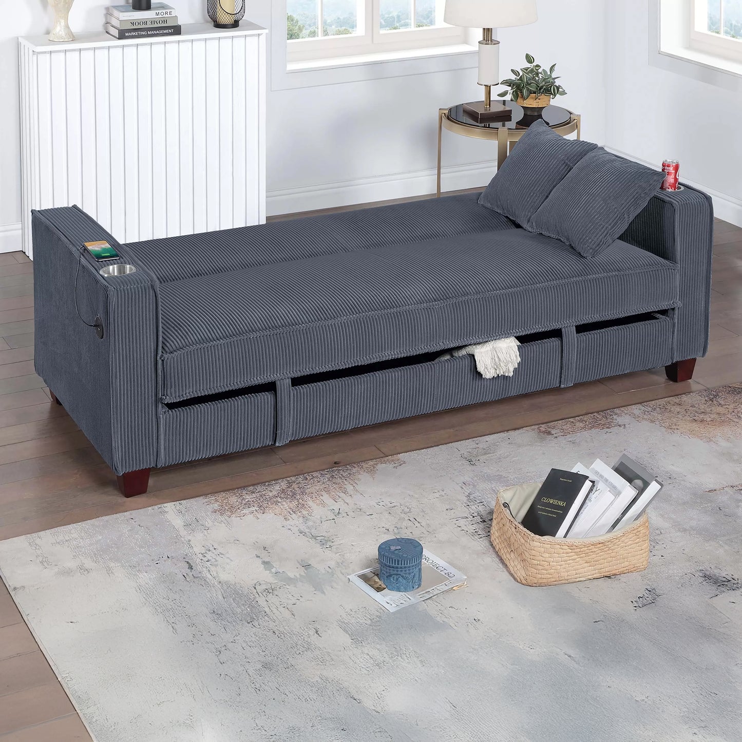 Convertible Corduroy Futon Sofa