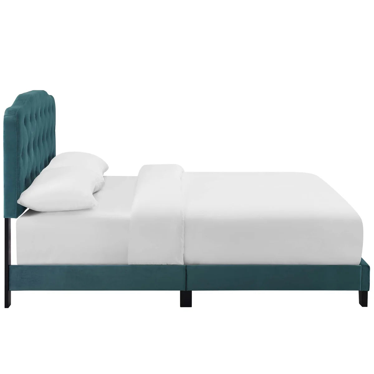 Performance Velvet Bed Frame with Button Tufted Headboard