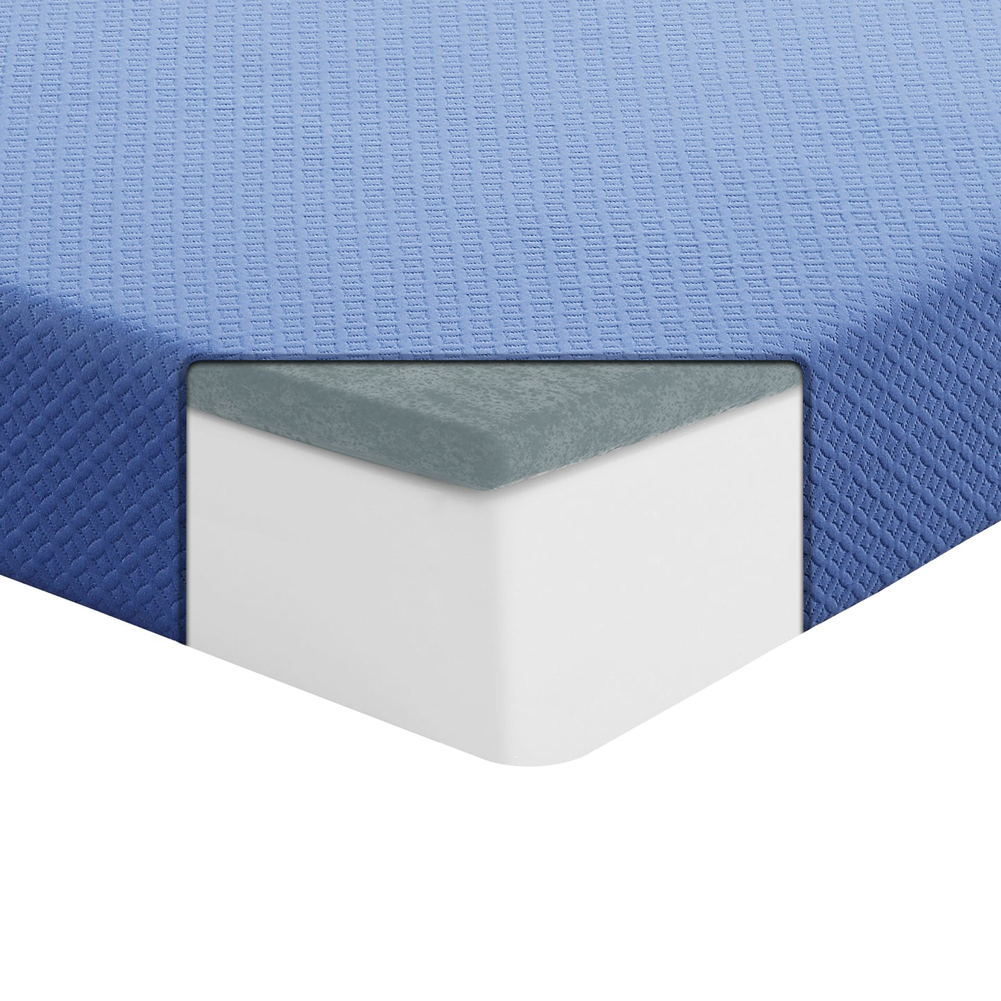 Firm 7" Blue Gel-Infused Memory Foam Mattress and Pillow Set