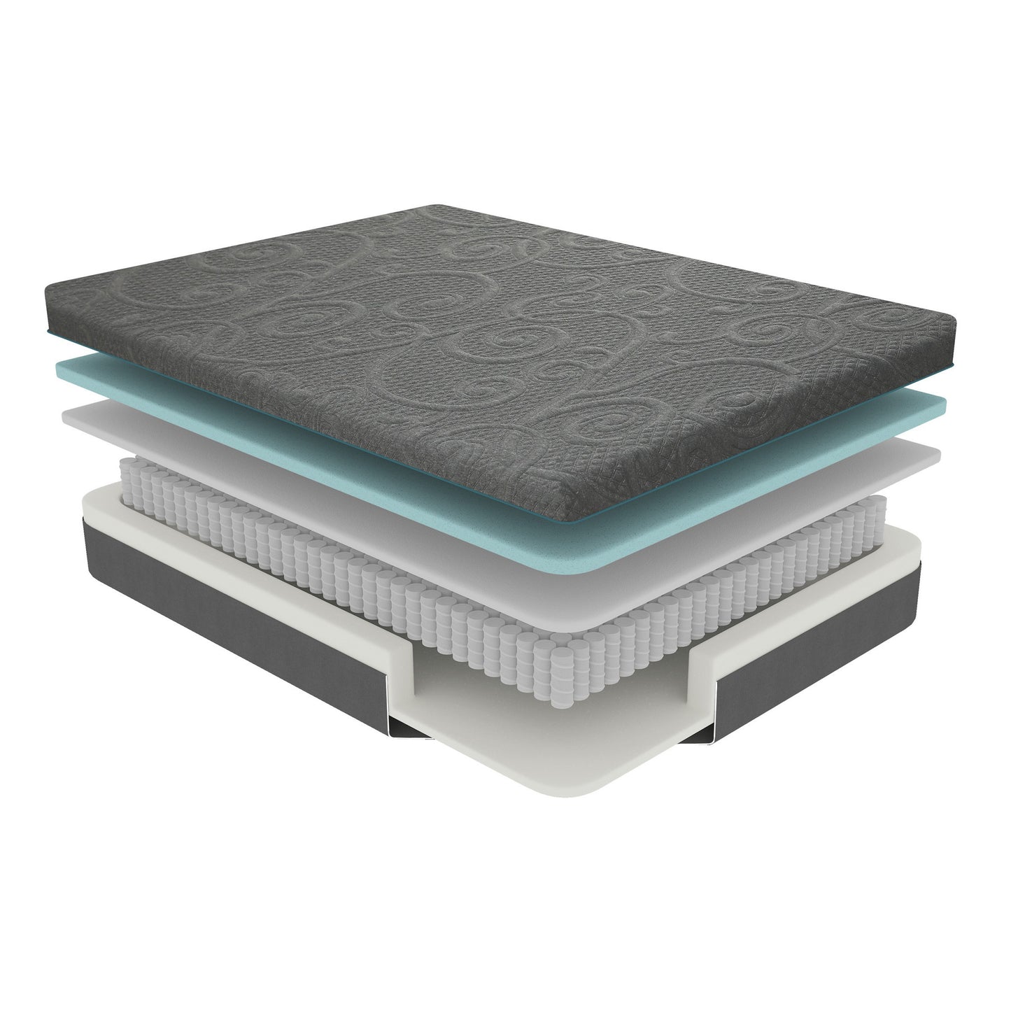 Firm Dark Gray 8" Gel-Infused Memory Foam Hybrid Mattress
