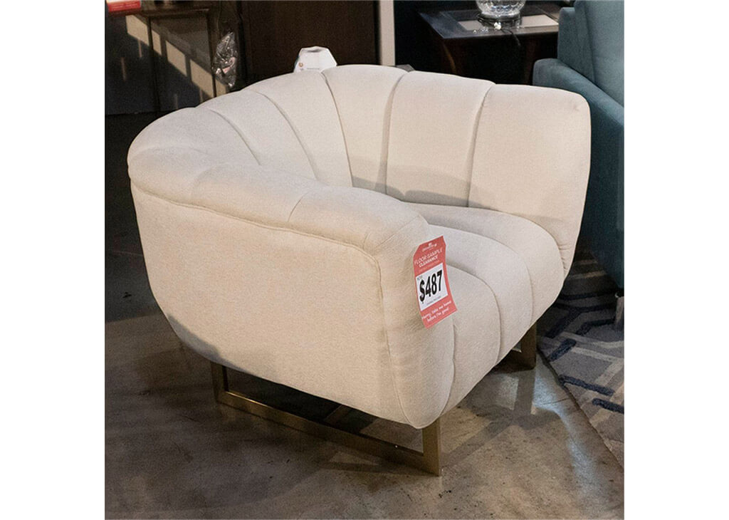 Cream & Gold Channel Tufted Accent Chair