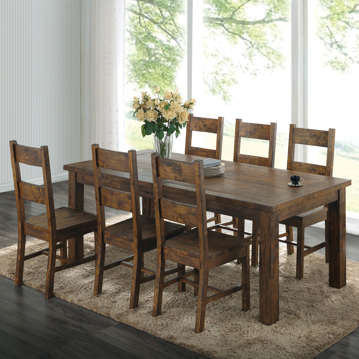 Rustic Golden Brown 7 PC Dining Set