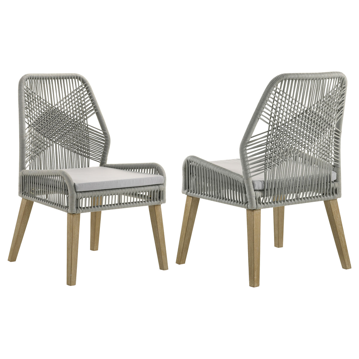 Gray Woven Rope Dining Chairs - Set Of 2