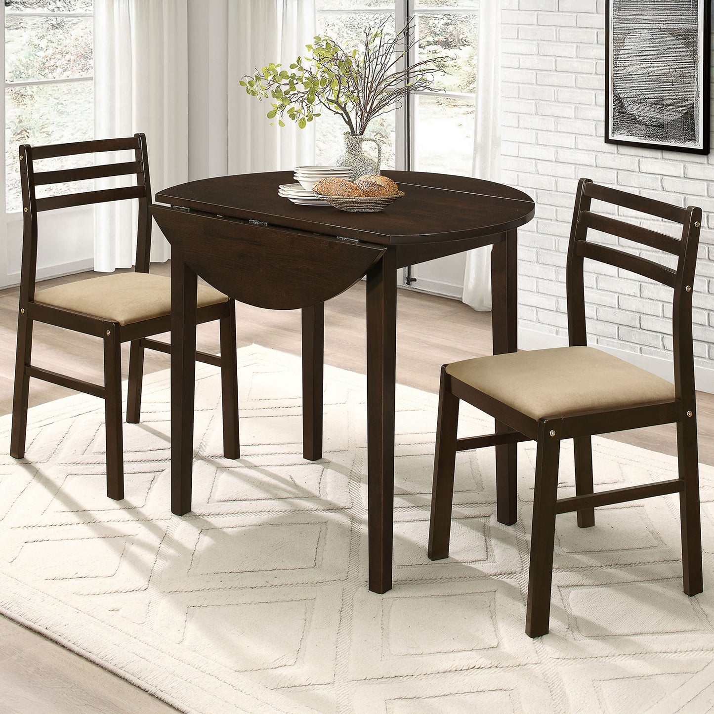 Small 3 Piece Drop Leaf Dining Set