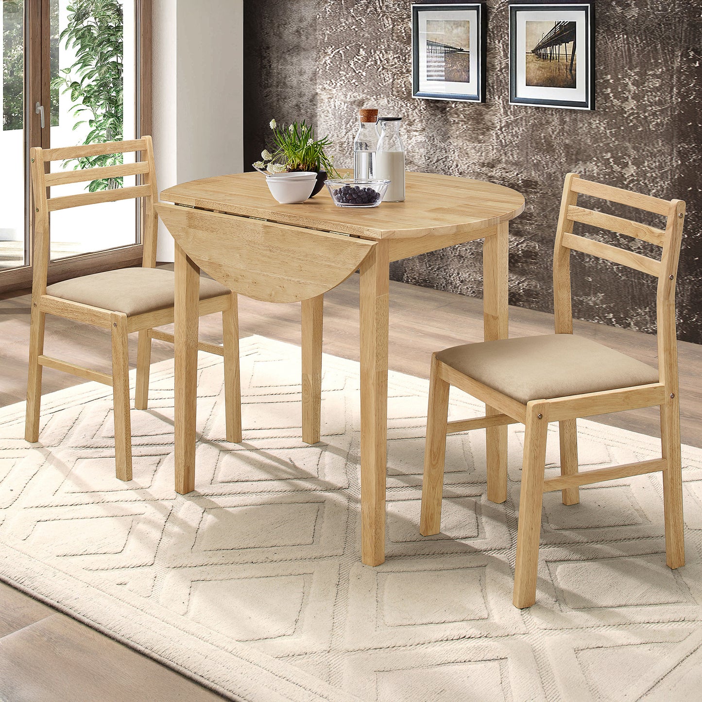 Small 3 Piece Drop Leaf Dining Set