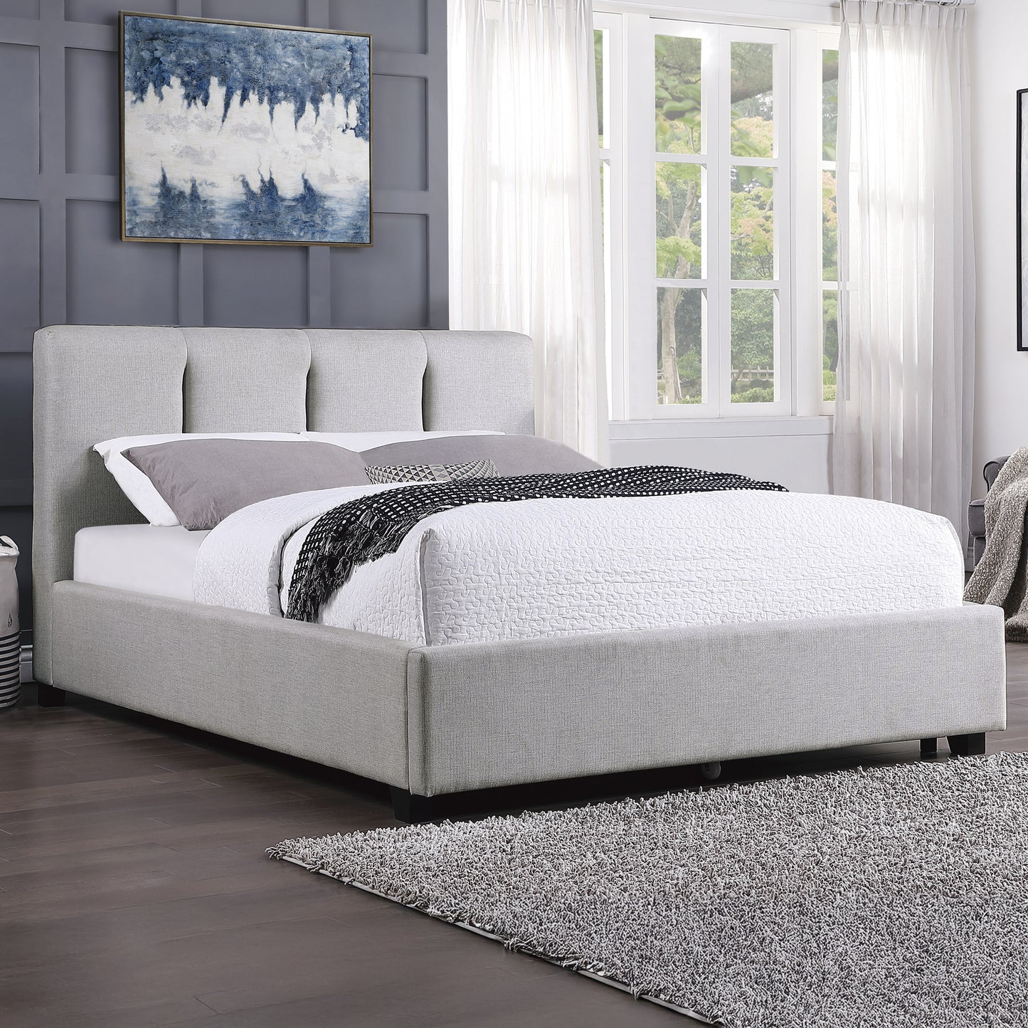 Modern Channel Tufted Upholstered Platform Bed