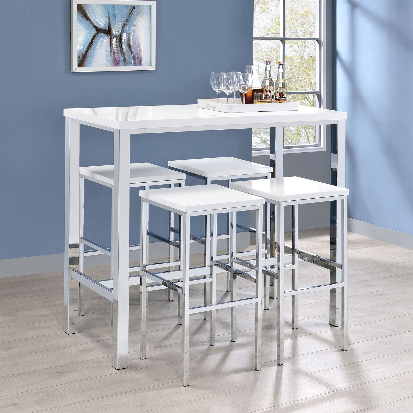 5-Piece Modern Pub Height Dining Set