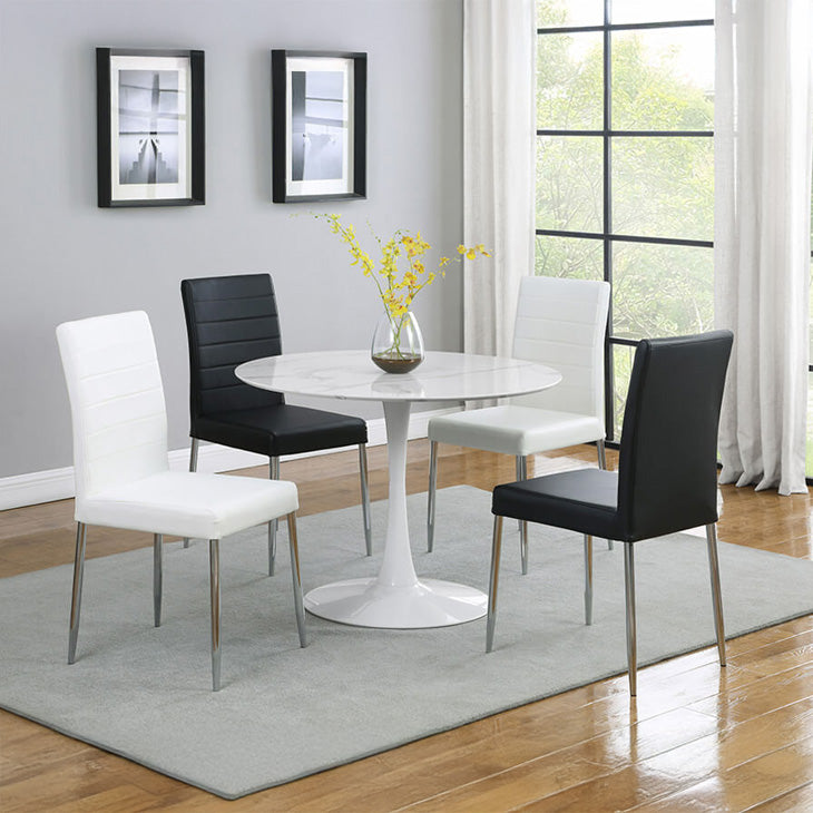 Round Faux Marble Dining Table
