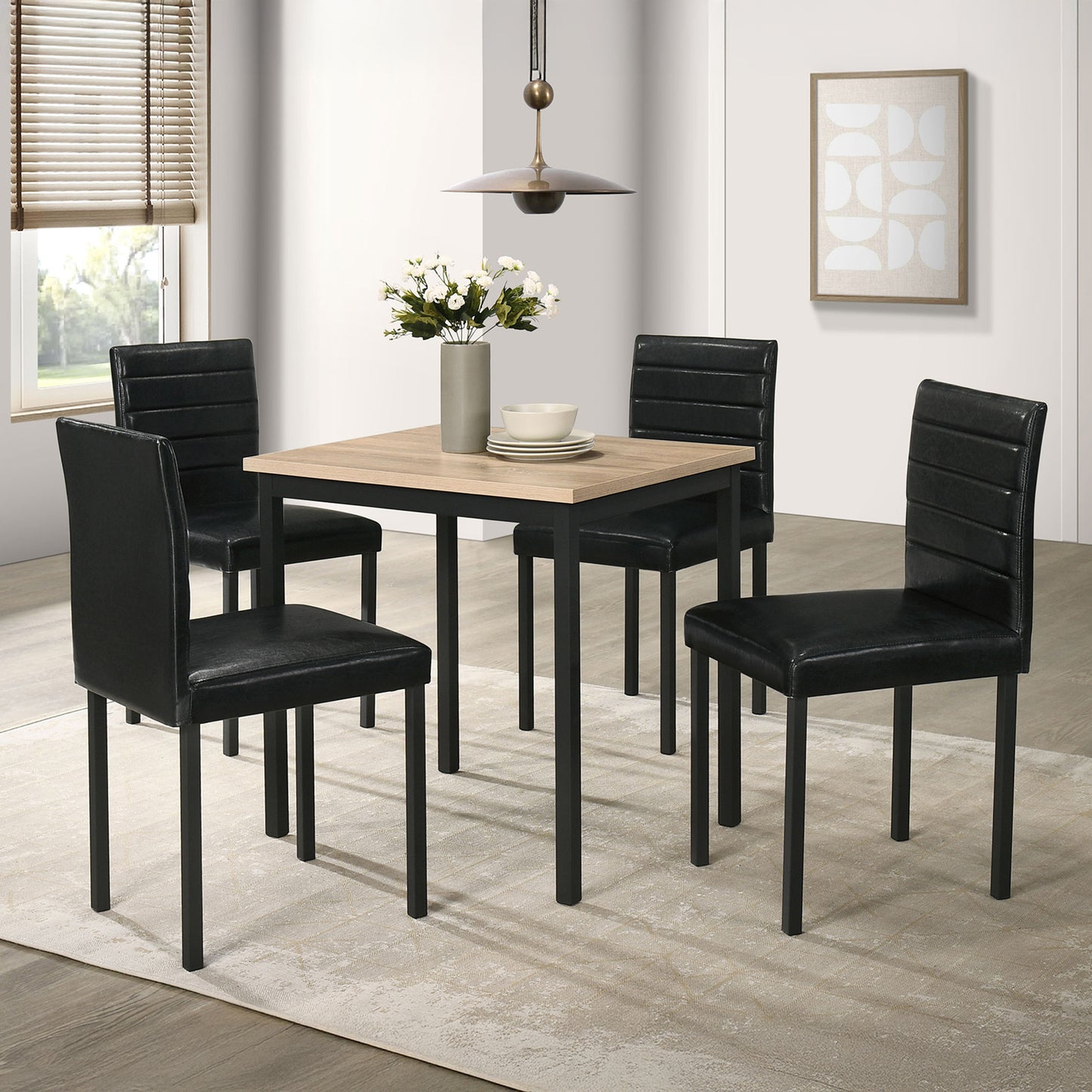 Contemporary 5PC Dining Set with Greige Oak Top