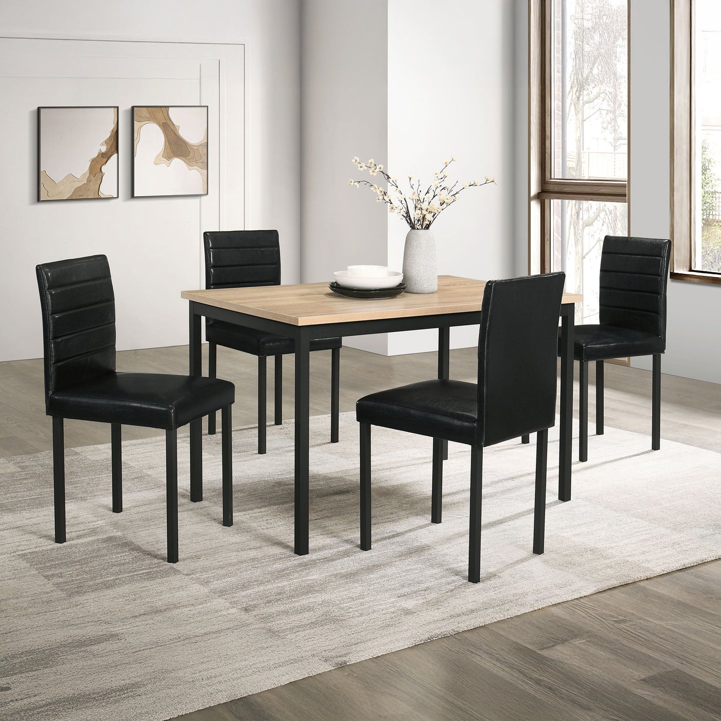 Contemporary 5PC Dining Set with Greige Oak Top