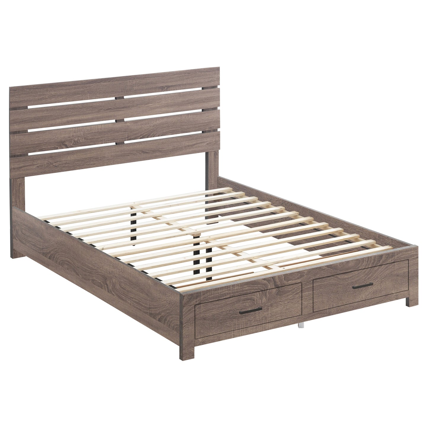 Storage Platform Bed with Slatted Headboard