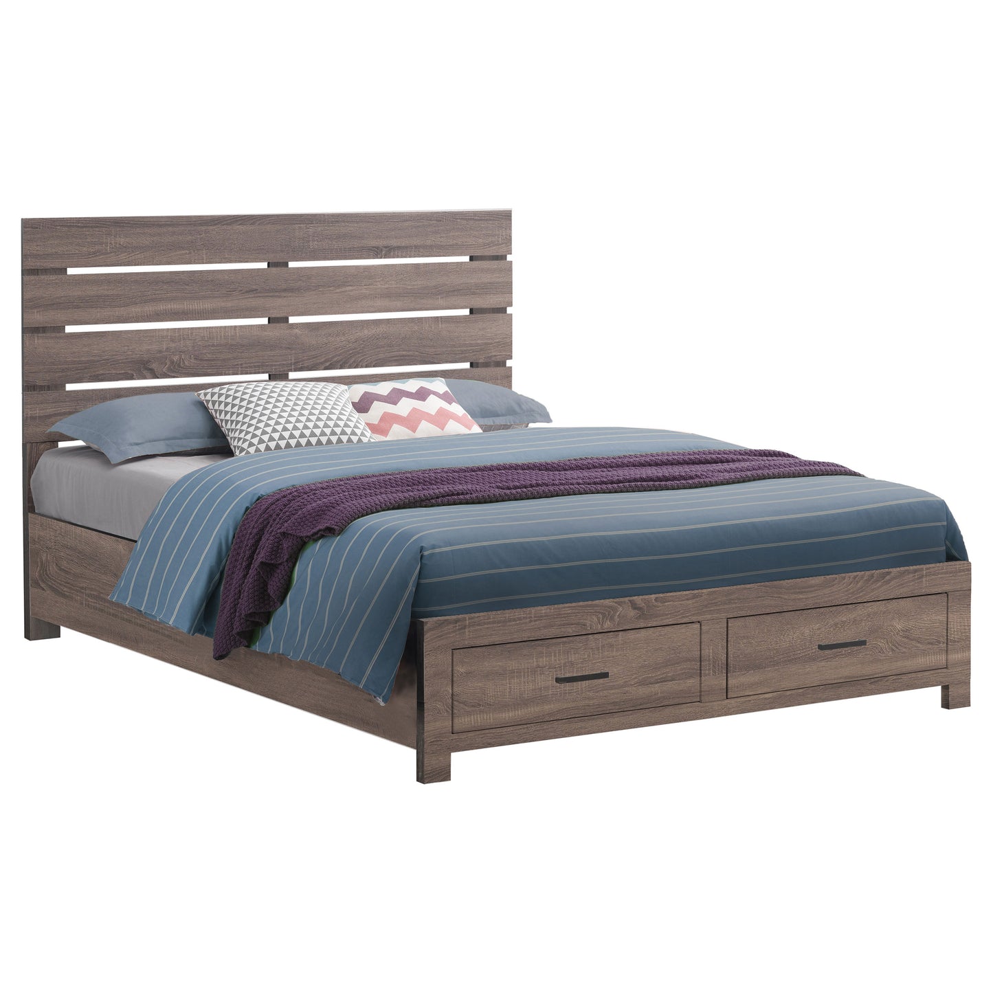 Storage Platform Bed with Slatted Headboard