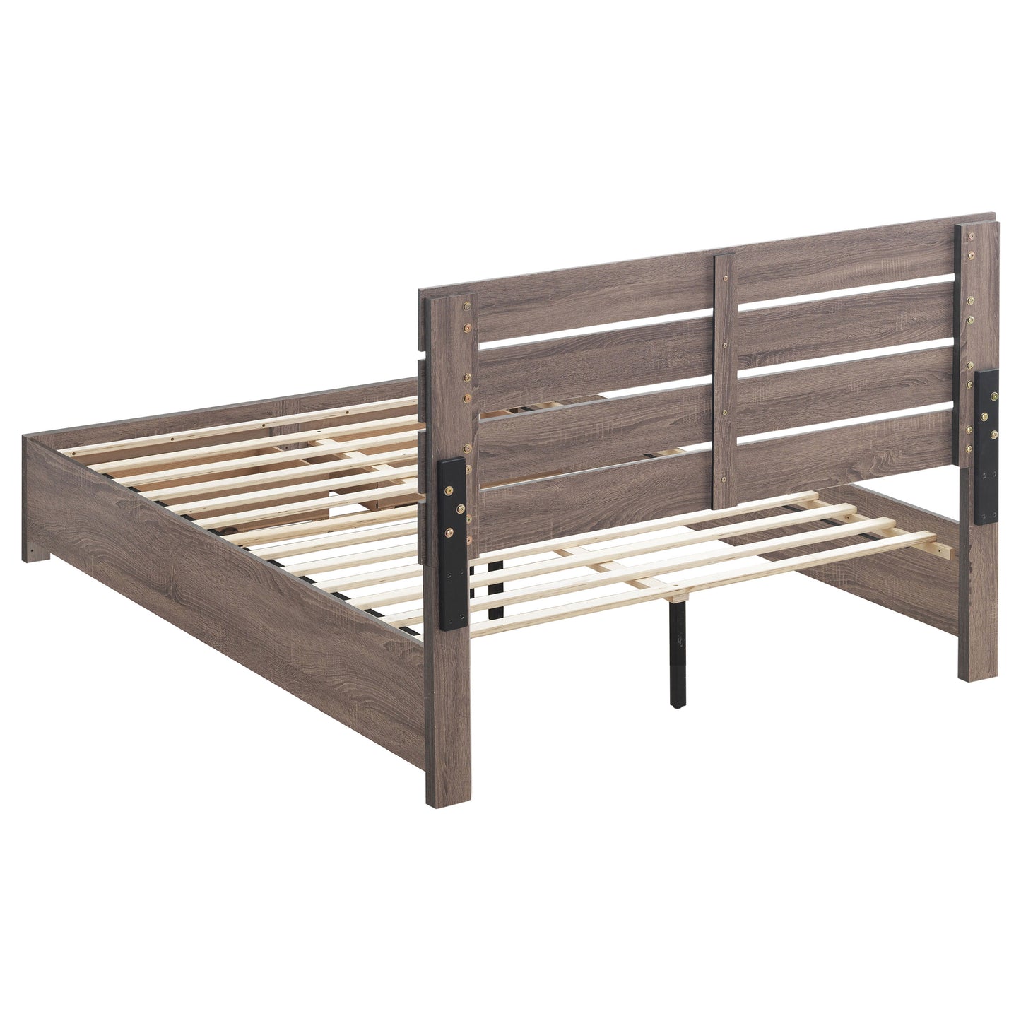 Storage Platform Bed with Slatted Headboard