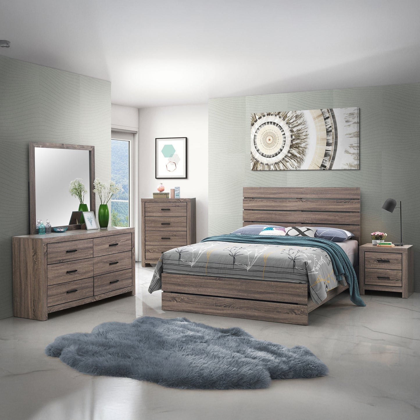 Slatted Headboard 5-Piece Bedroom Set