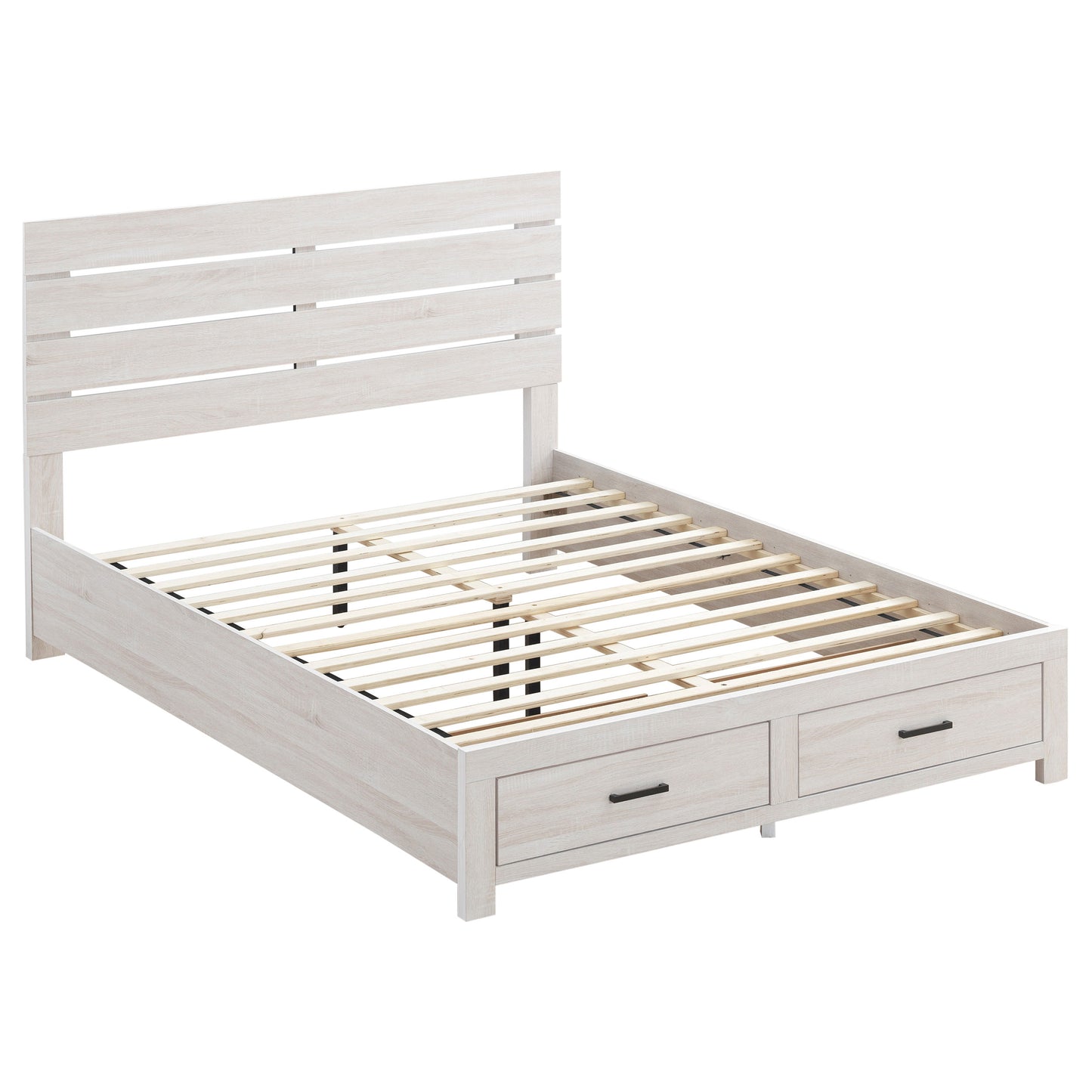 Storage Platform Bed with Slatted Headboard