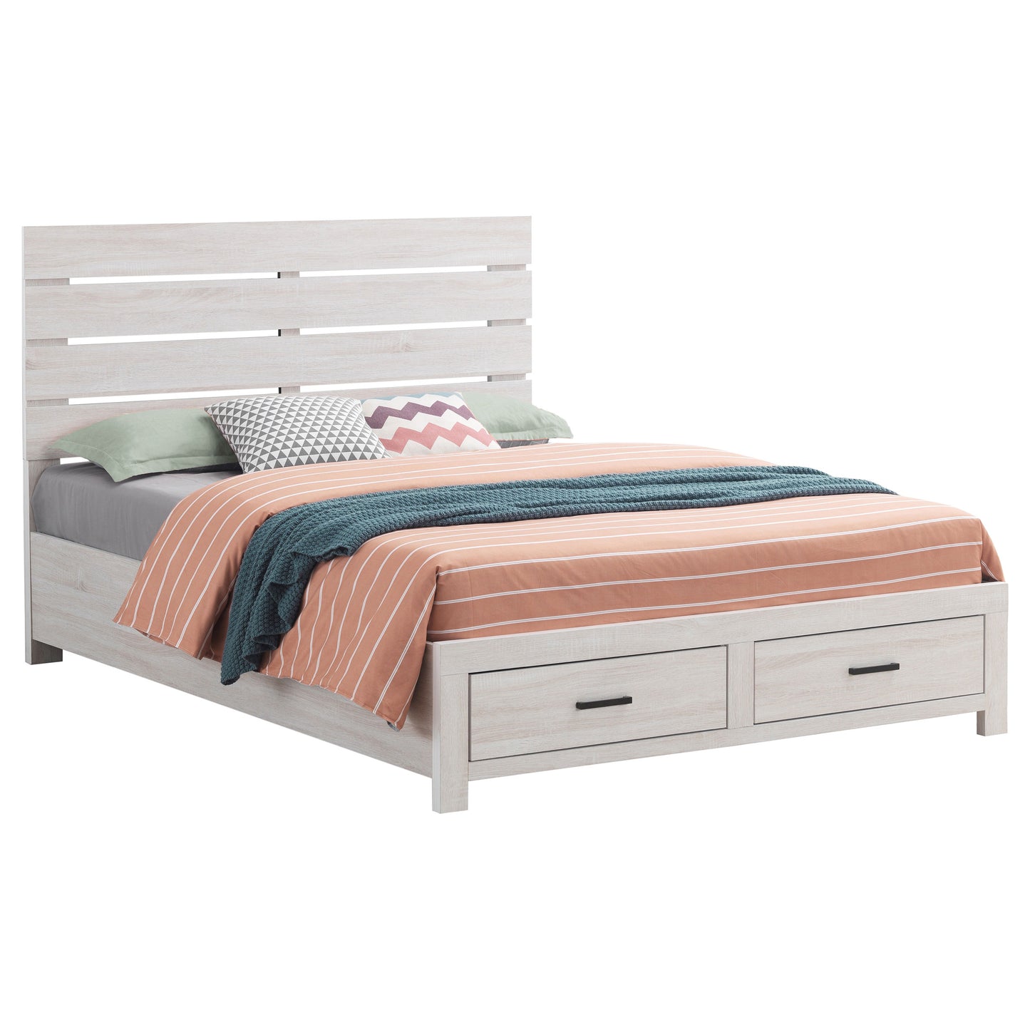 Storage Platform Bed with Slatted Headboard