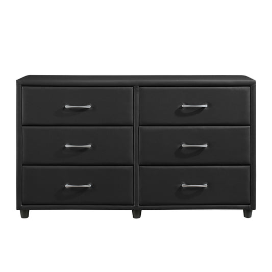 Modern Faux Leather 6 Drawer Dresser