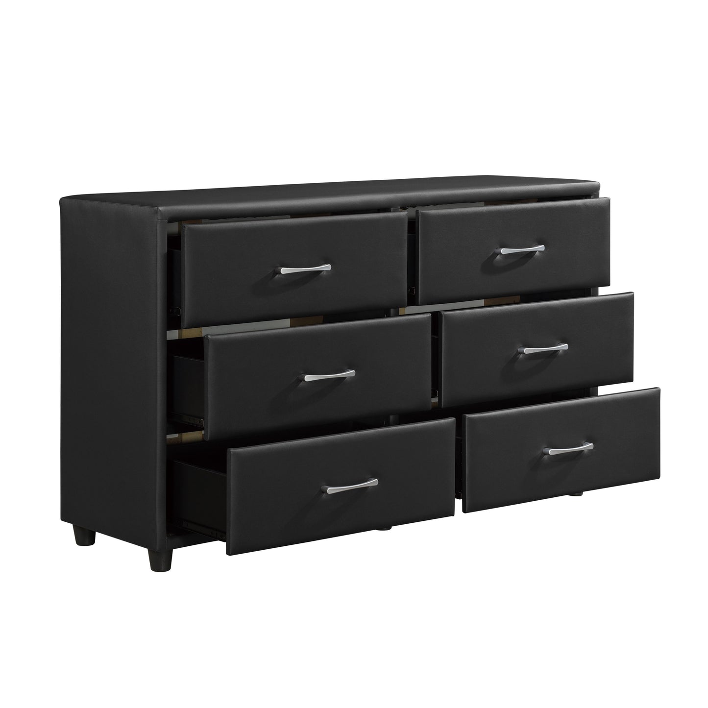 Modern Faux Leather 6 Drawer Dresser