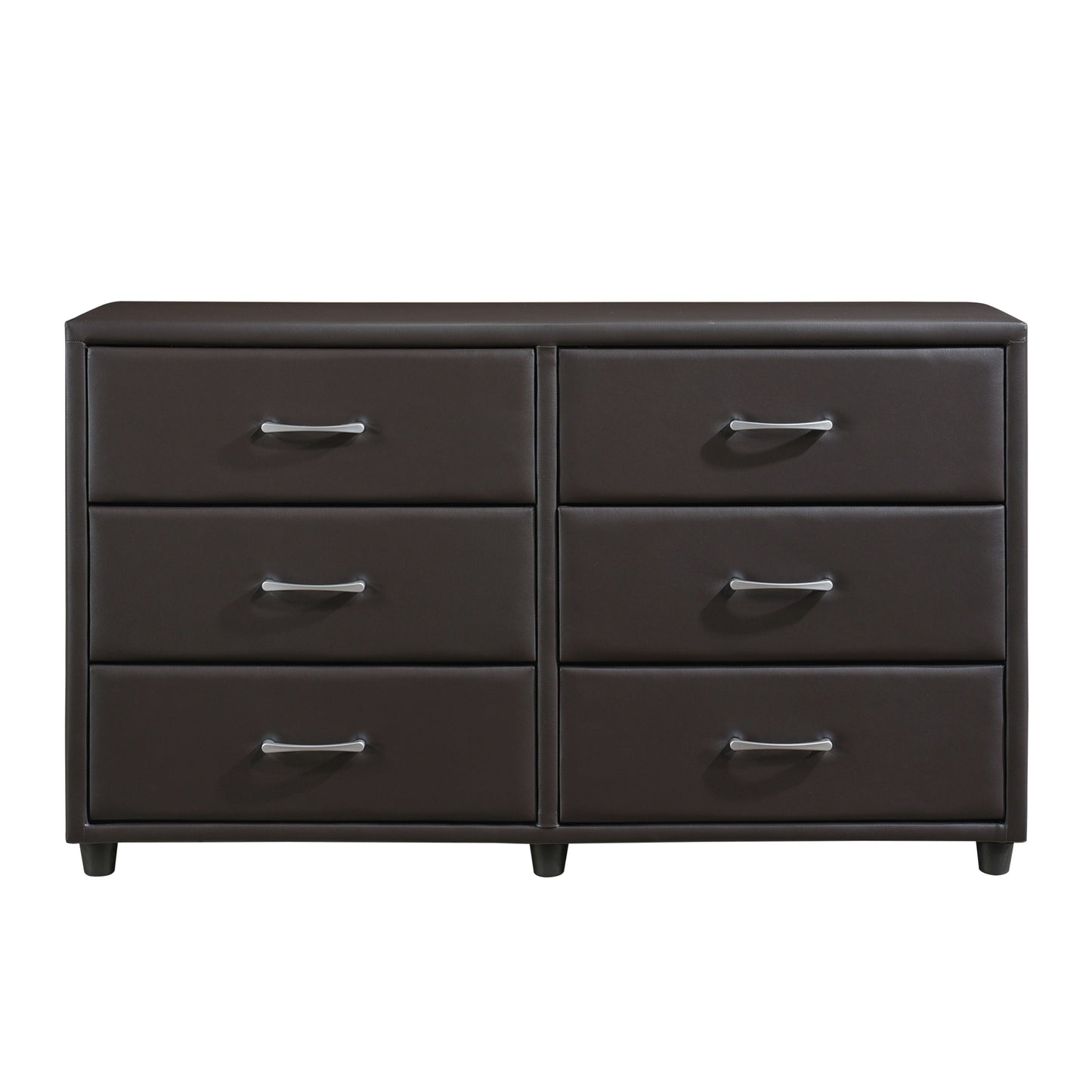 Modern Faux Leather 6 Drawer Dresser