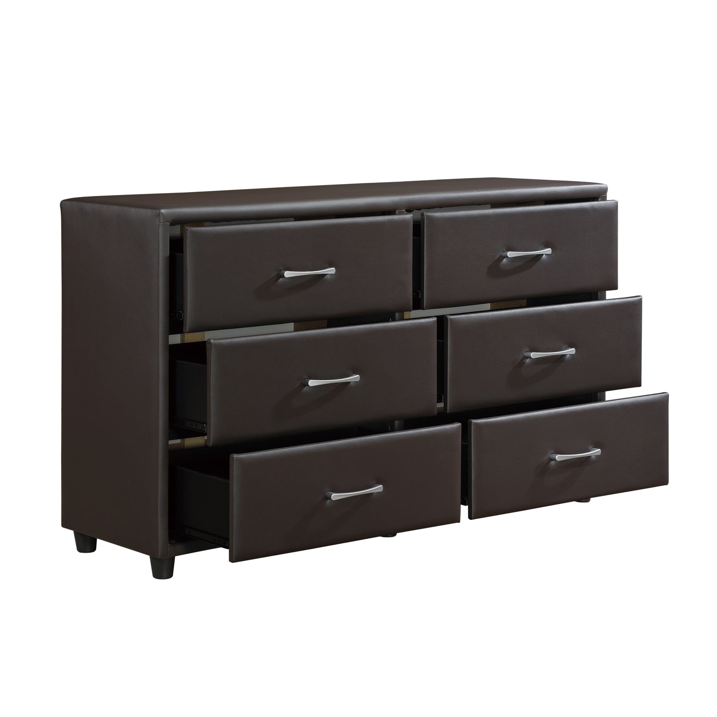 Modern Faux Leather 6 Drawer Dresser