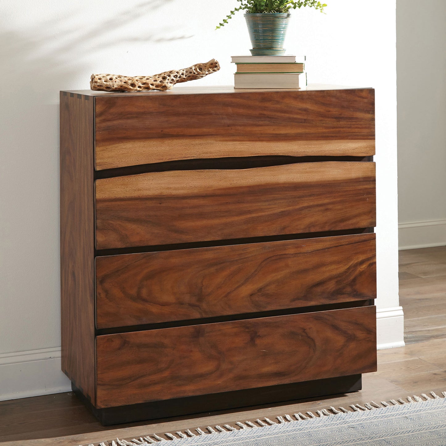 Smokey Walnut Live Edge 4-Drawer Chest