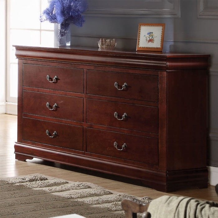 Cherry 6 Drawer Wood Dresser
