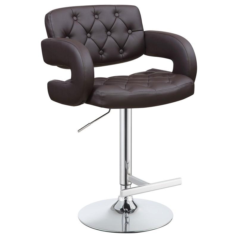 Modern Brown Leather Swivel Bar Stool