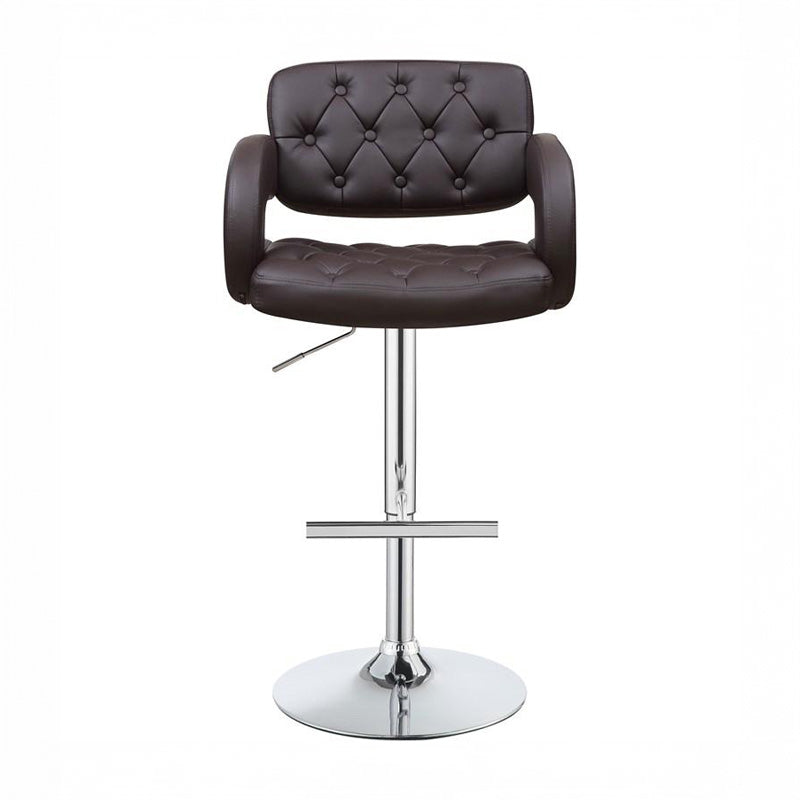 Modern Brown Leather Swivel Bar Stool