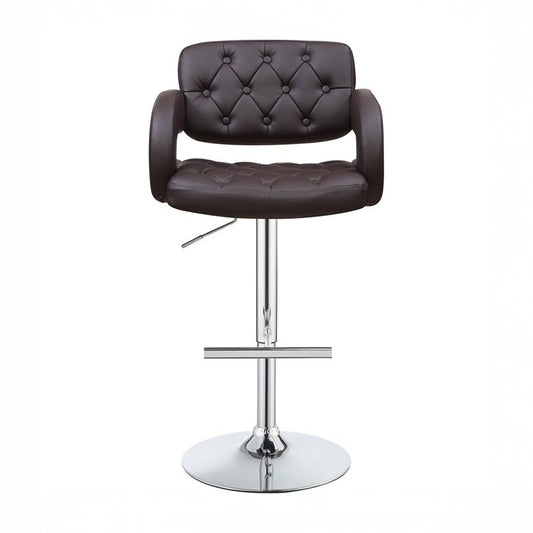 Modern Brown Leather Swivel Bar Stool