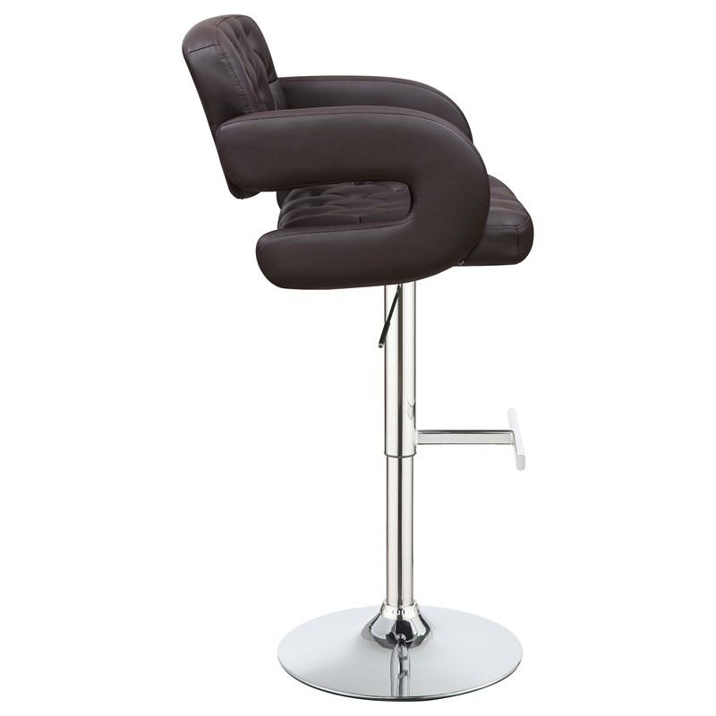 Modern Brown Leather Swivel Bar Stool