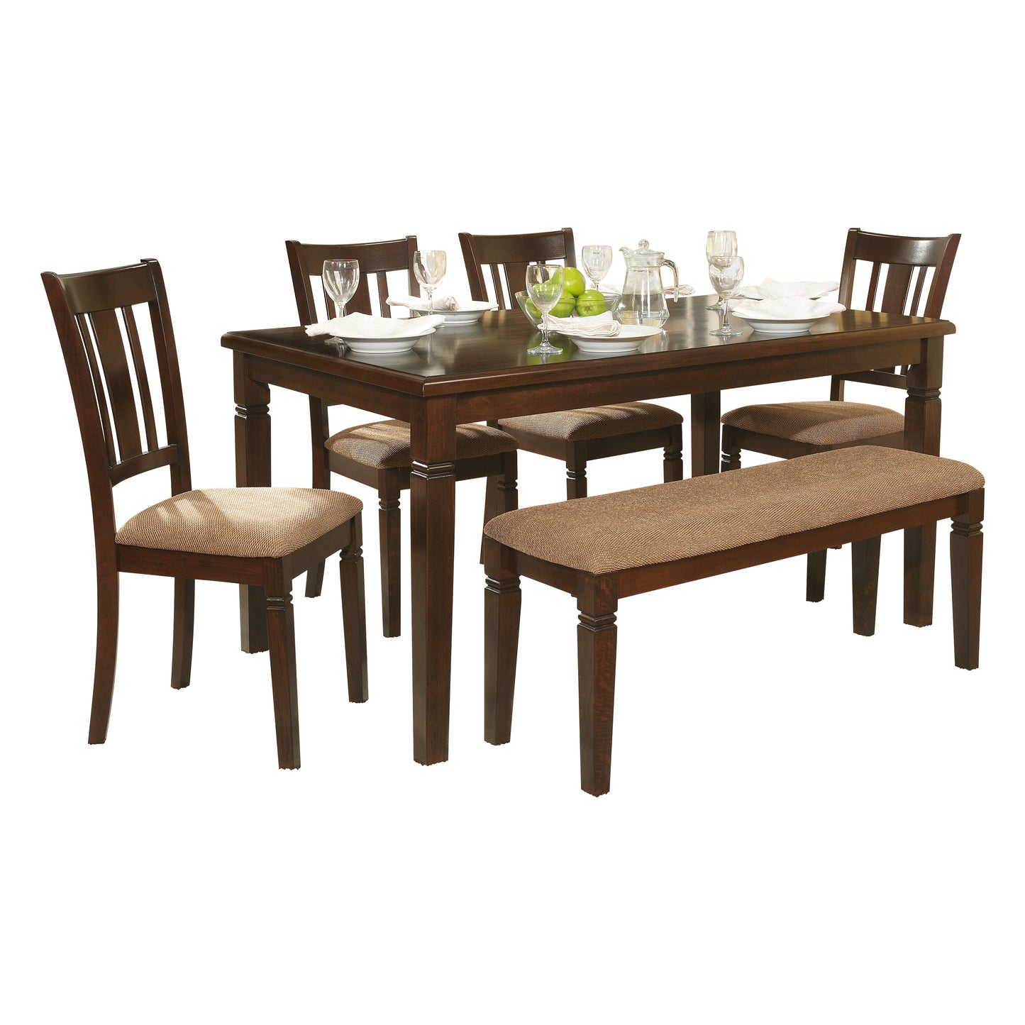 Espresso Dining Room Set with Upholstered Chairs