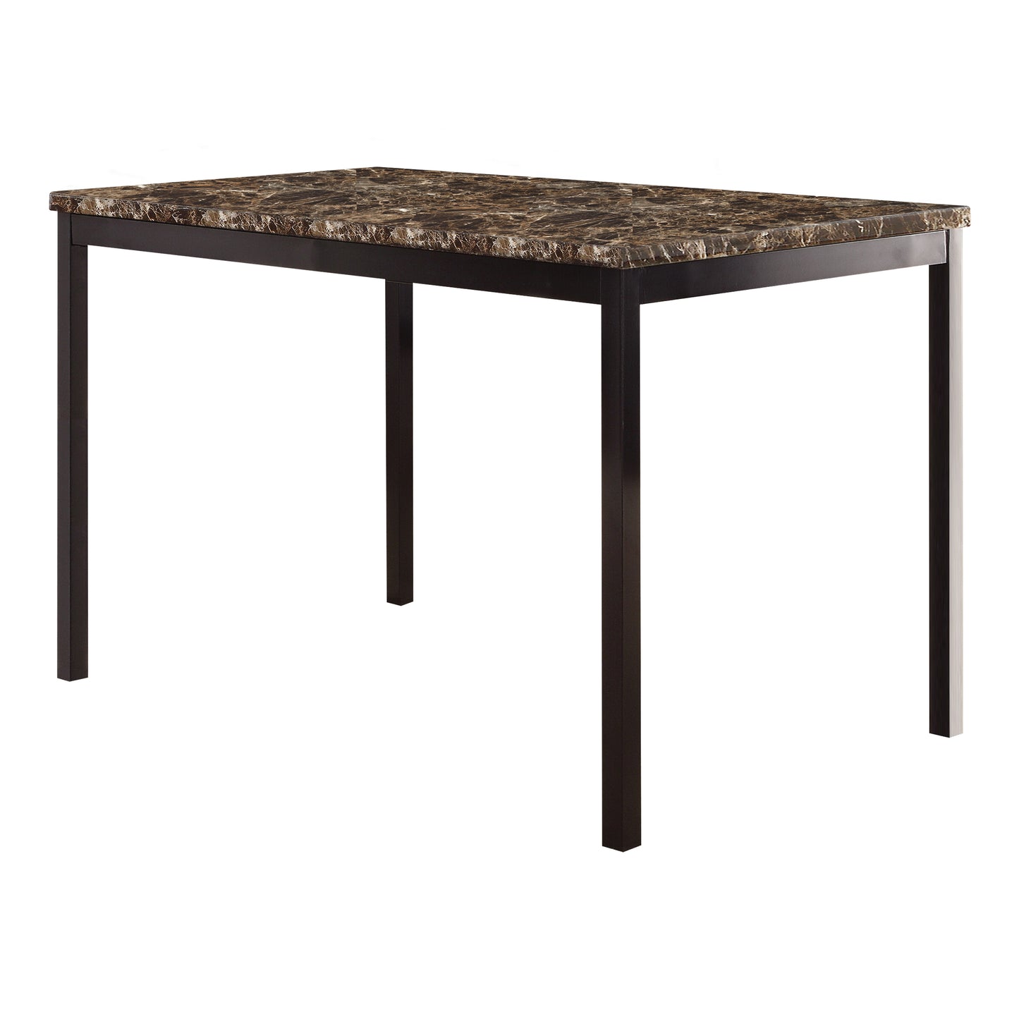 5-Piece Faux Marble Dining Set with Black Metal Frame
