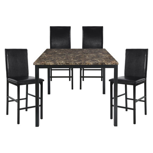 5-Piece Counter Height Hued Faux Marble Set