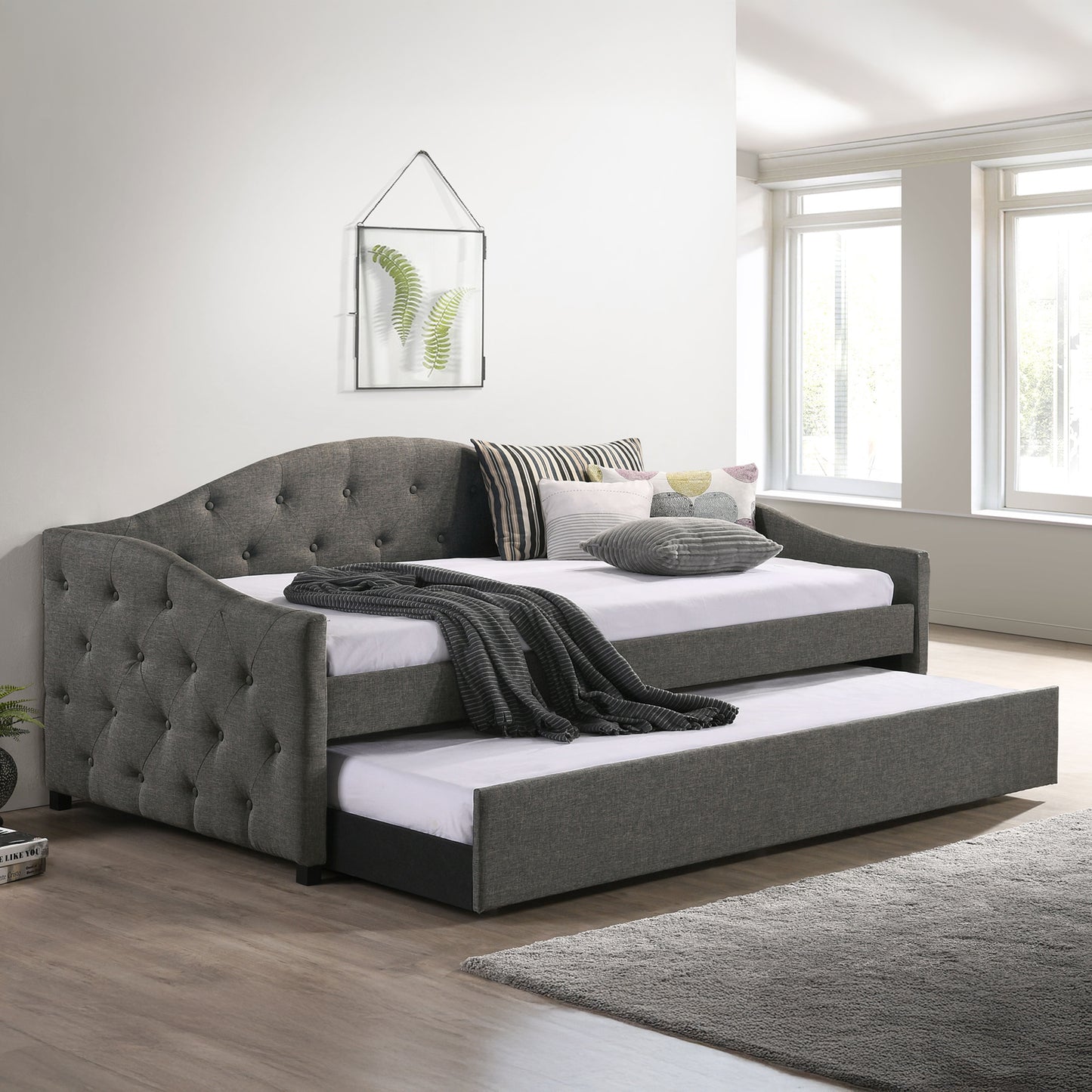 Gray Upholstered Twin Daybed