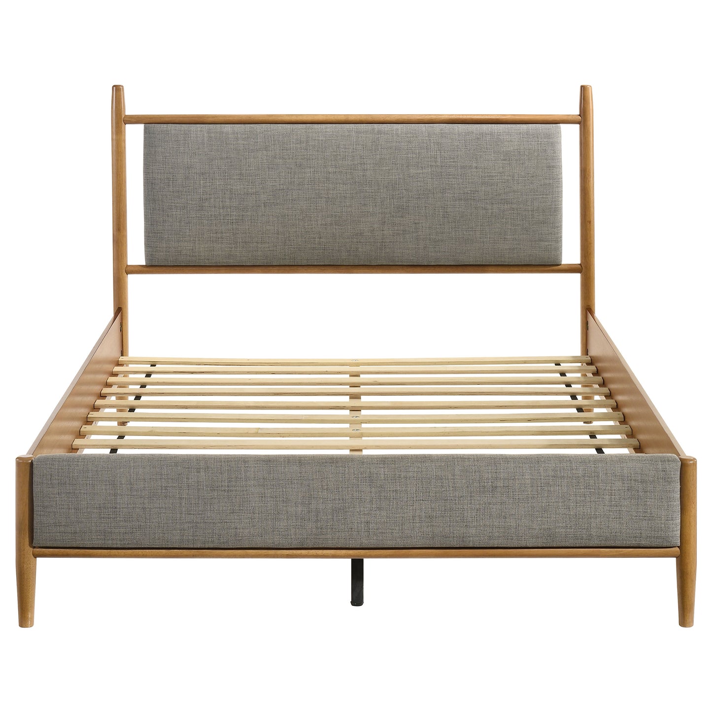 Mid-Century Modern Upholstered Platform Bed Frame