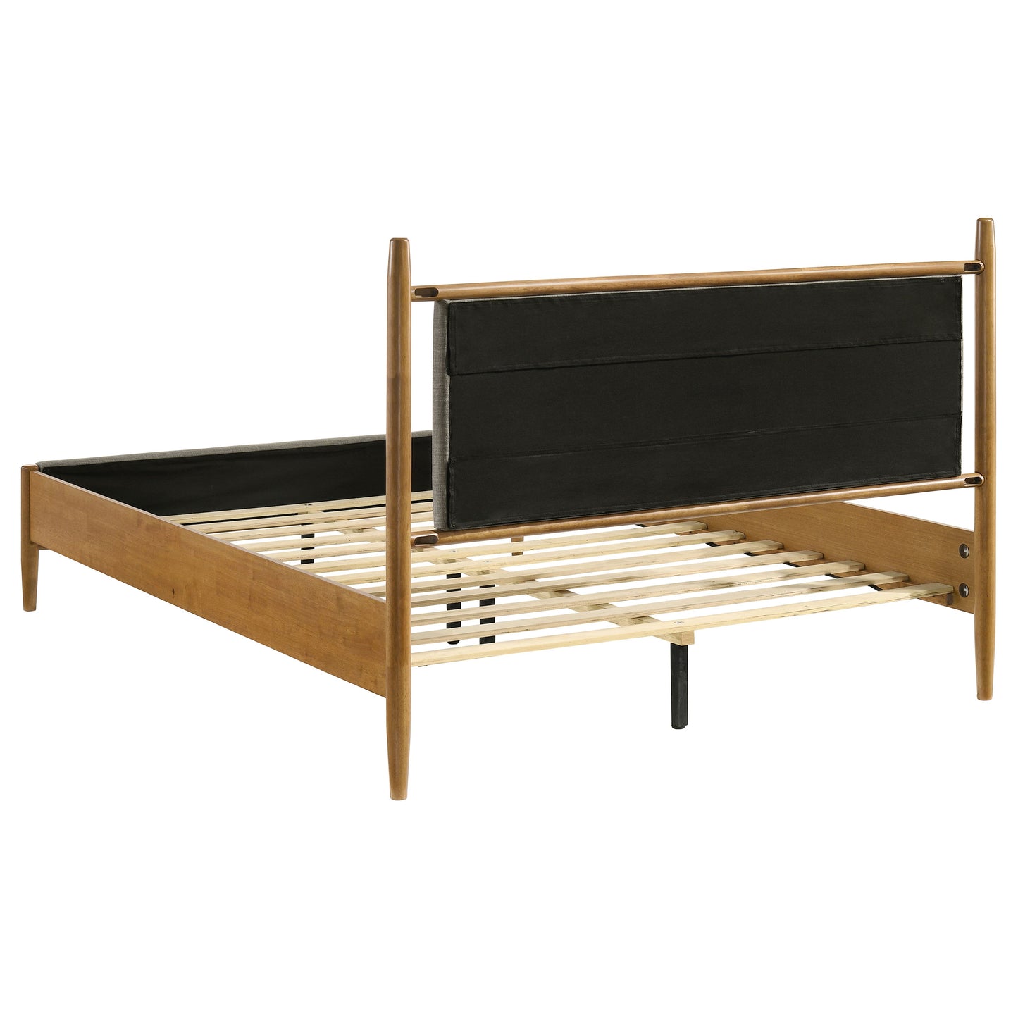 Mid-Century Modern Upholstered Platform Bed Frame