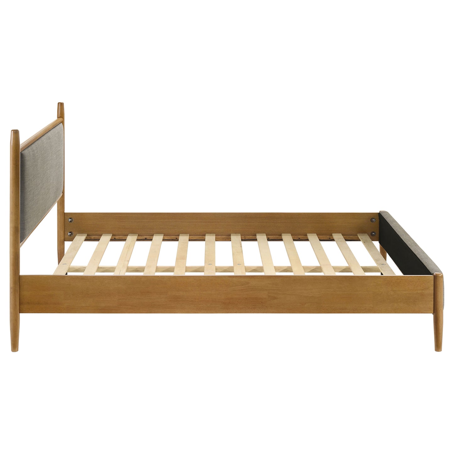 Mid-Century Modern Upholstered Platform Bed Frame