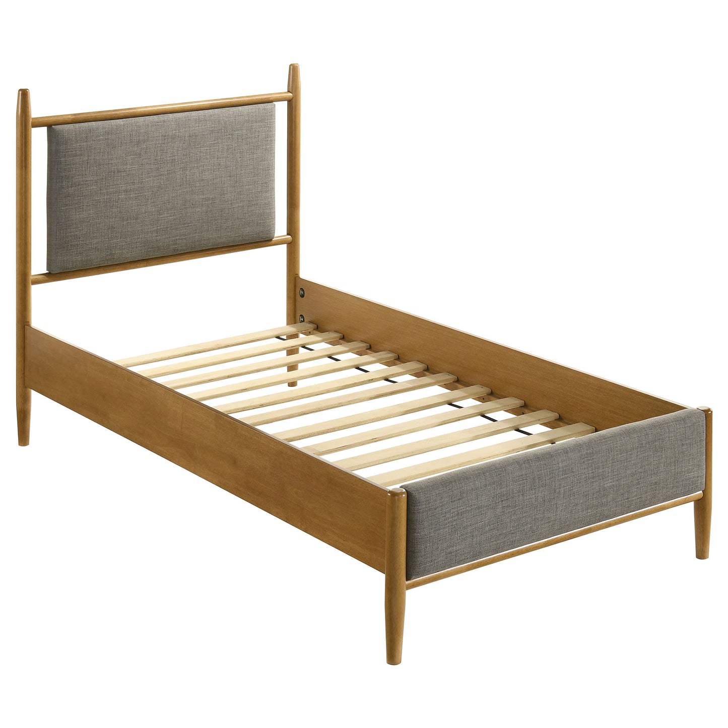 Mid-Century Modern Upholstered Platform Bed Frame