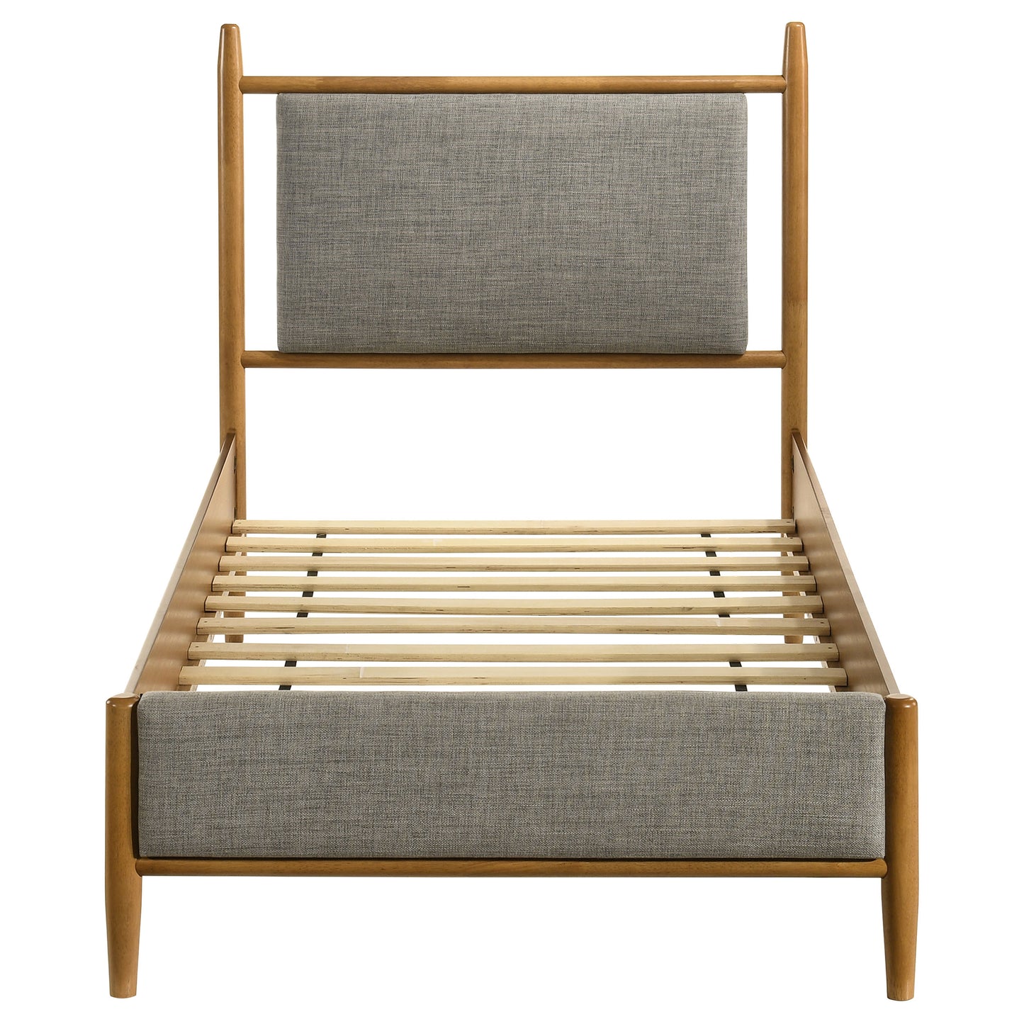 Mid-Century Modern Upholstered Platform Bed Frame