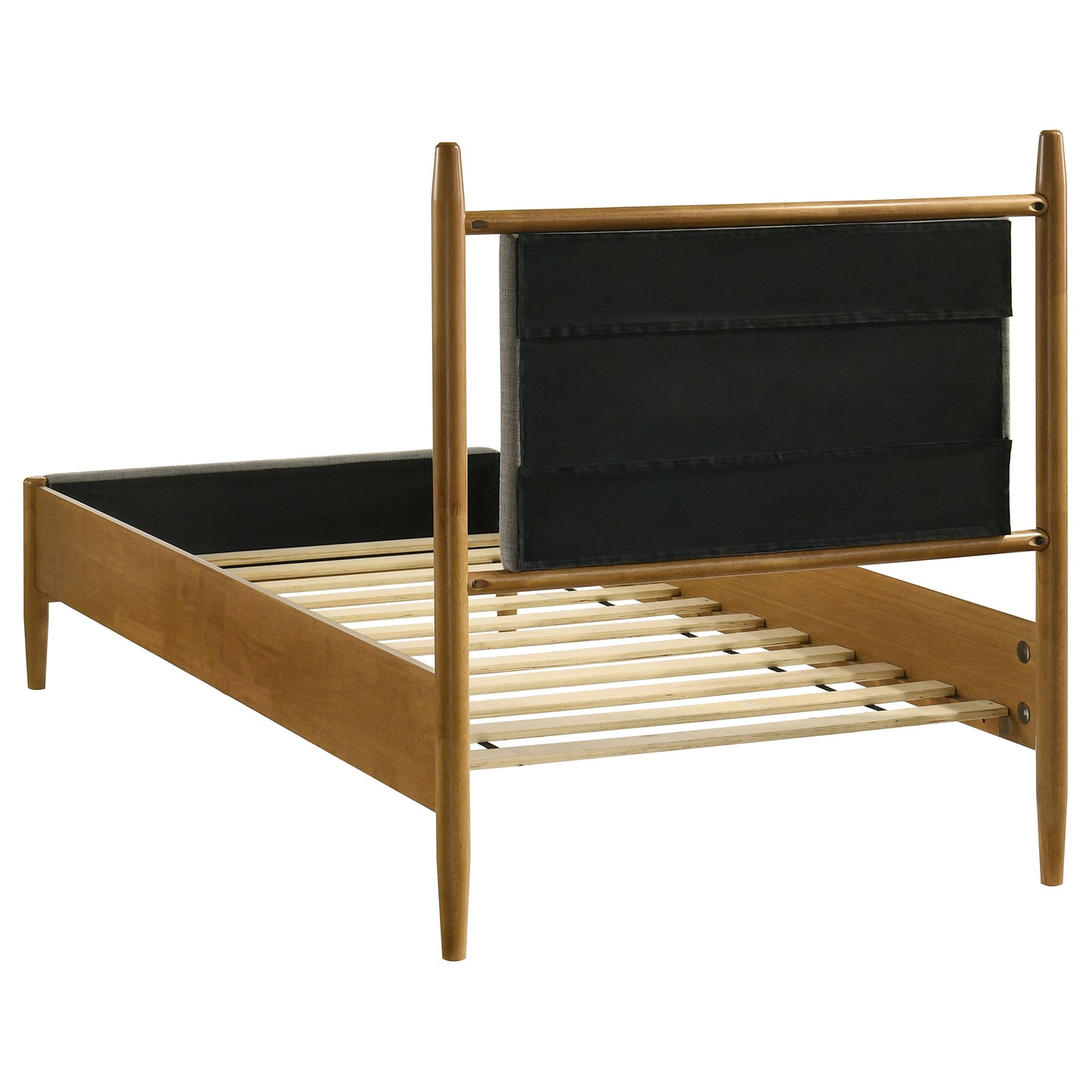 Mid-Century Modern Upholstered Platform Bed Frame