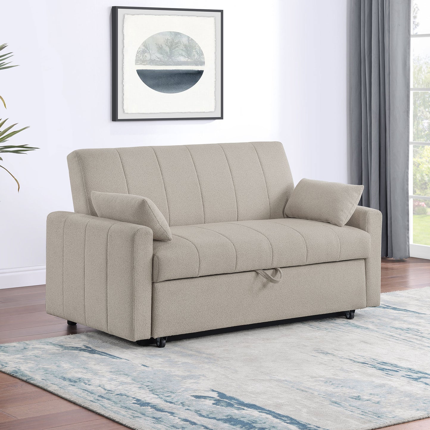 Bouclé Pull-Out Sleeper Sofa
